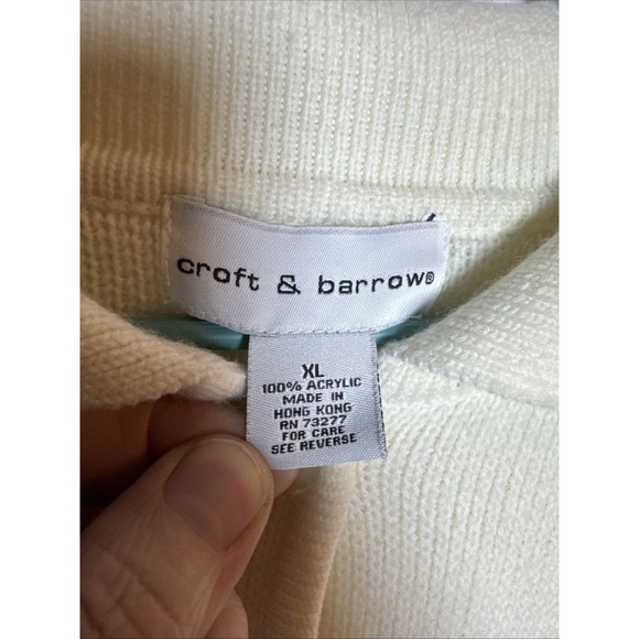 Vintage Croft & Barrow Fall Leaf Sweater XL Cream Embroidered Hong‎ Kong - Picture 3 of 6